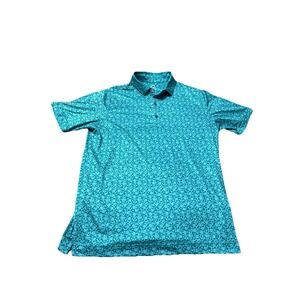 Deolax Golf Polo Shirt Mens Small Green Floral Print Stretch Performance Wicking